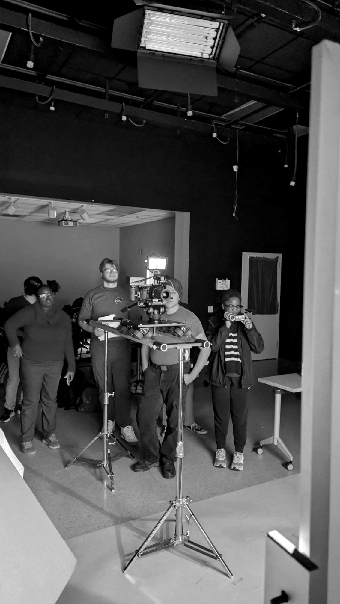 Behind the scenes — camera setup on the studio floor during a shoot